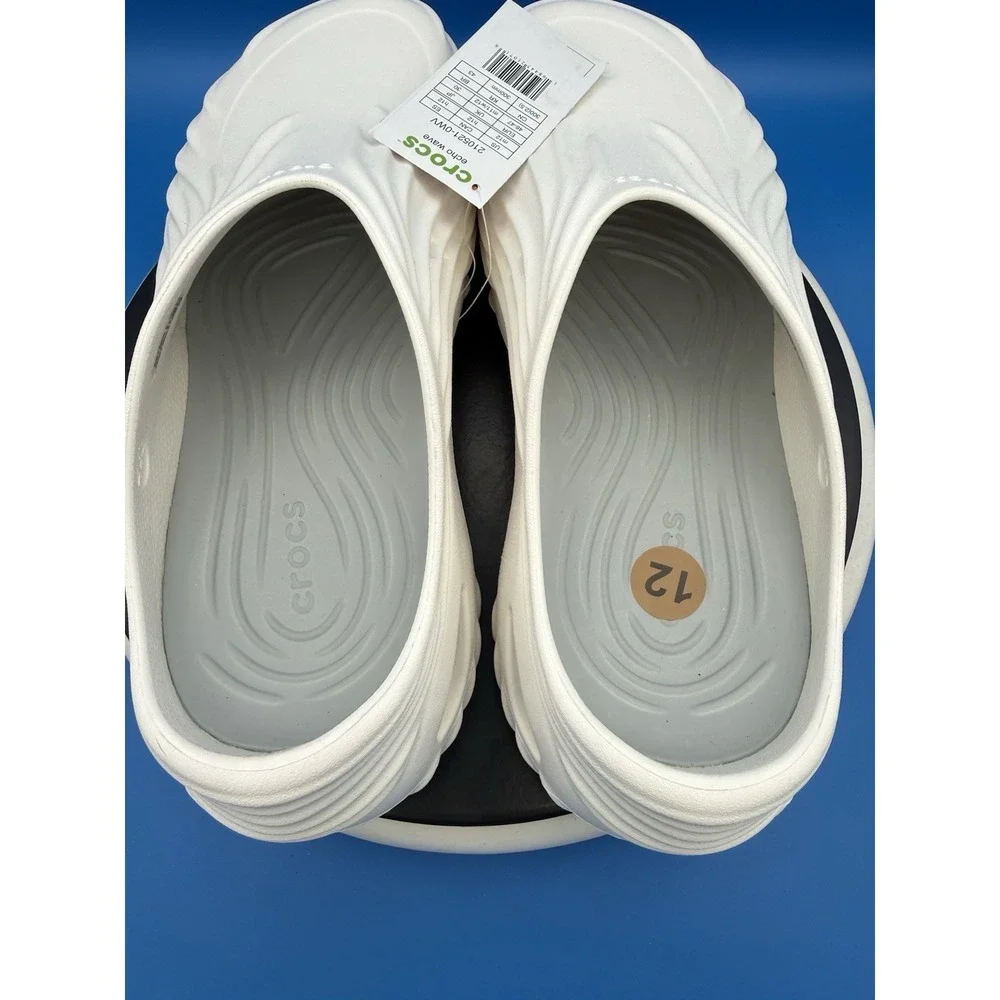 Crocs Echo Wave Mens Size 12 Chalk White Slip On Clogs Outdoor Sandals Shoes